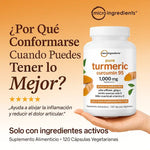 Turmeric Curcumin 95%: El antiinflamatorio mas potente + dile adios a los dolores 250Q + ENVIO GRATIS
